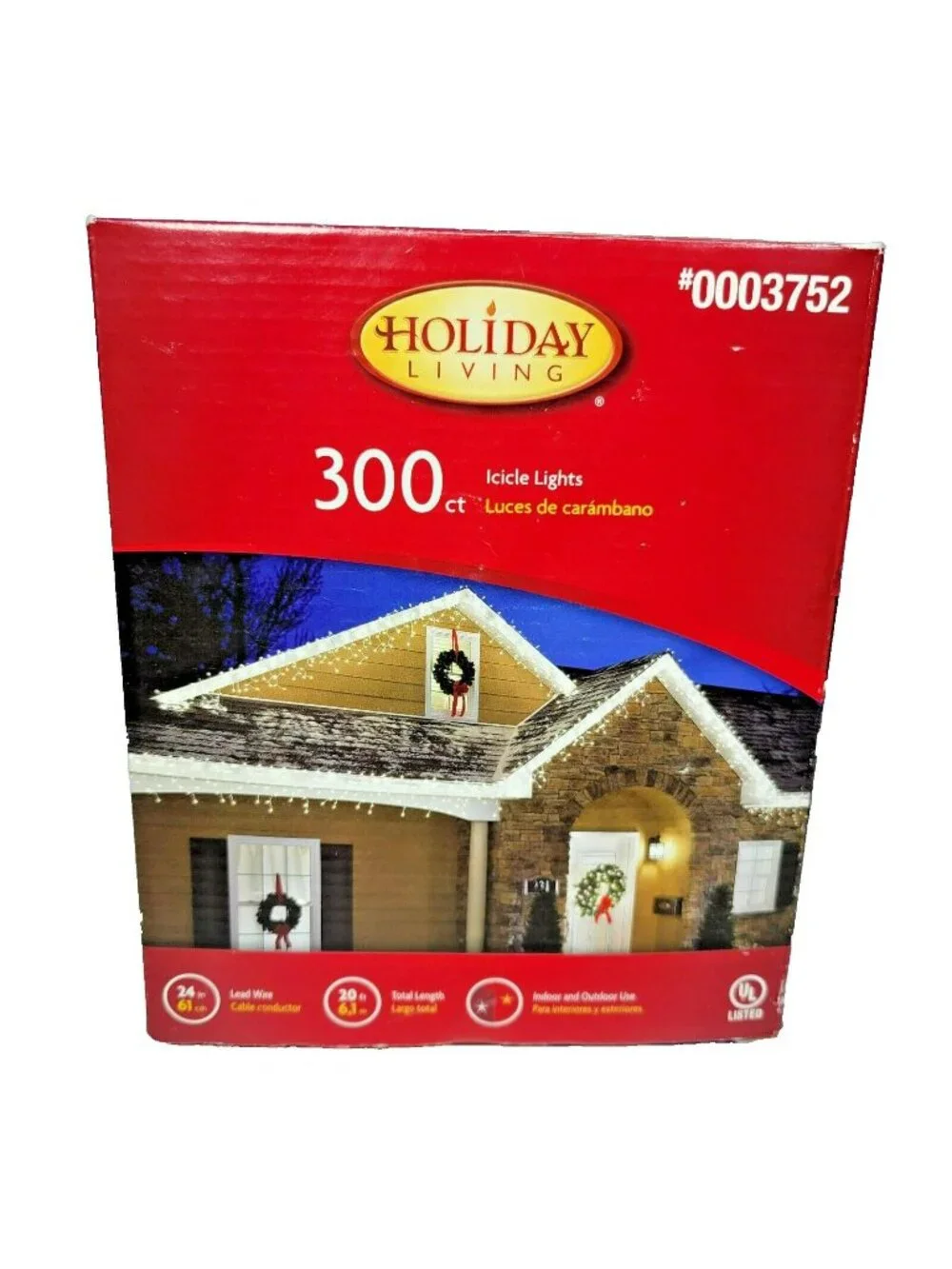 Holiday Living 300ct Clear Icicle Christmas Lights Set 20ft total White Wire NEW